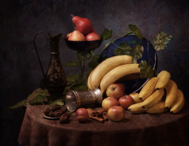 Цифровое искусство под названием "Still life with ban…" - Dark, Подлинное произведение искусства, Фотомонтаж