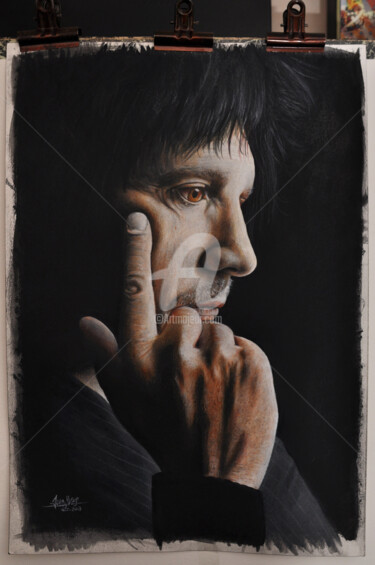 Drawing titled "Nicola Sirkis" by Fotographist, Original Artwork