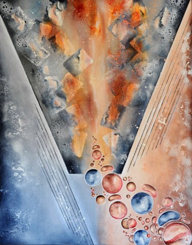 Painting titled "insertidumbres-geom…" by Mirta Benavente, Original Artwork, Acrylic