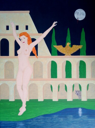 Malerei mit dem Titel "La romantique" von Fouad Kortobi Francés, Original-Kunstwerk, Acryl Auf Karton montiert