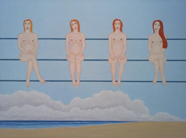 Картина под названием "Les hirondelles" - Fouad Kortobi Francés, Подлинное произведение искусства, Акрил Установлен на Друга…