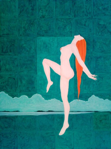 Peinture intitulée "L'uni vert en exten…" par Fouad Kortobi Francés, Œuvre d'art originale, Acrylique Monté sur Autre pannea…