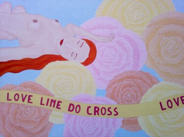 Картина под названием "Love line do cross" - Fouad Kortobi Francés, Подлинное произведение искусства, Акрил Установлен на Др…