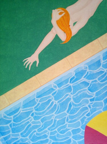 Peinture intitulée "Le parasol" par Fouad Kortobi Francés, Œuvre d'art originale, Acrylique Monté sur Autre panneau rigide