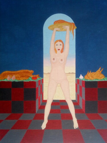 Картина под названием "Salomé victorieuse" - Fouad Kortobi Francés, Подлинное произведение искусства, Акрил Установлен на Др…