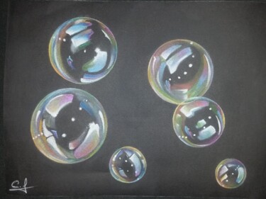 Drawing titled "Bulles de savon" by Foucade Cedric, Original Artwork, Pastel