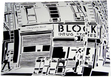 Painting titled "Block Drug Store, 2…" by Four Deuces Art, Original Artwork, Oil