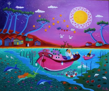 Картина под названием "Lune de miel sur Ho…" - Fouschy, Подлинное произведение искусства, Масло