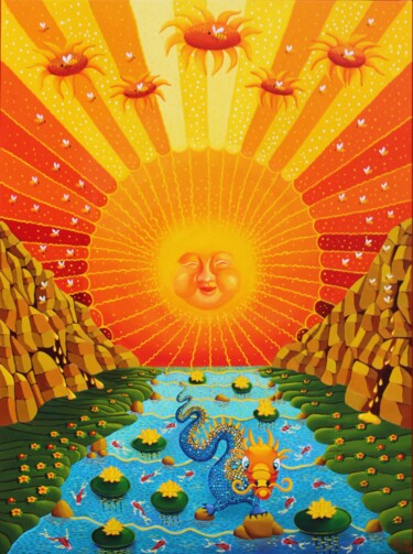 Картина под названием "Sunrise" - Fouschy, Подлинное произведение искусства, Масло Установлен на Деревянная рама для носилок