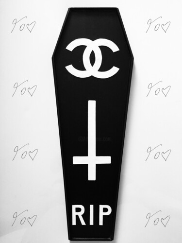 Sculptuur getiteld "RIP "Chanel" 90cm" door Fov, Origineel Kunstwerk, Hout