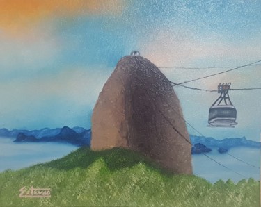 Pintura intitulada "Bondinho do Pão de…" por Estevão De Almeida Faria, Obras de arte originais, Óleo