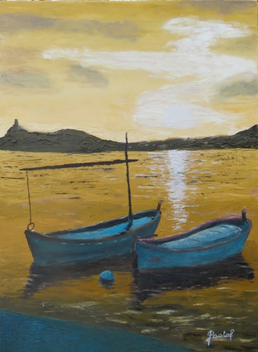 Peinture intitulée "face a l’île des EM…" par Frederic Pastor, Œuvre d'art originale, Huile