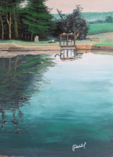 Peinture intitulée "vanne sur le canal…" par Frederic Pastor, Œuvre d'art originale, Huile