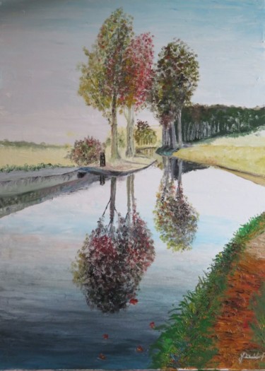 Painting titled "canal de l'OURCQ en…" by Frederic Pastor, Original Artwork, Oil