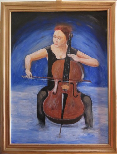 Pintura titulada "la violoncelliste" por Frederic Pastor, Obra de arte original, Oleo