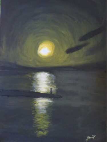 Картина под названием "soleil noire" - Frederic Pastor, Подлинное произведение искусства, Масло