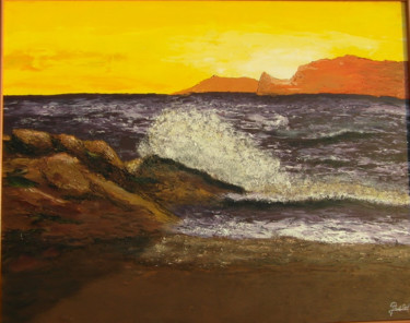 Peinture intitulée "vague à la  coudoul…" par Frederic Pastor, Œuvre d'art originale, Huile