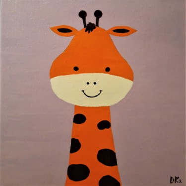 Painting titled "La girafe orange" by Katarzyna Wendzonka, Original Artwork, Acrylic