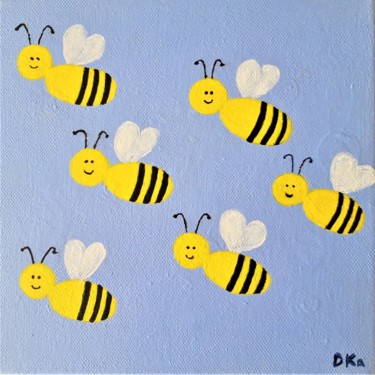 Painting titled "Les abeilles jaunes" by Katarzyna Wendzonka, Original Artwork, Acrylic
