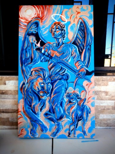 Pintura titulada ""O leão e o cordeir…" por Francisco Pessoa, Obra de arte original, Acrílico