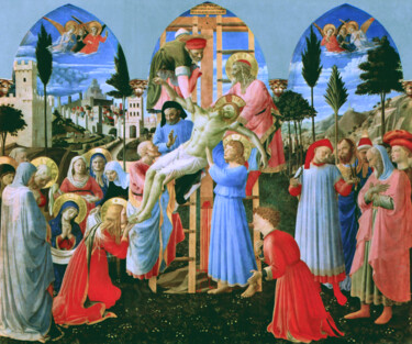 Painting titled "Déposition du Christ" by Fra Angelico, Original Artwork, Tempera