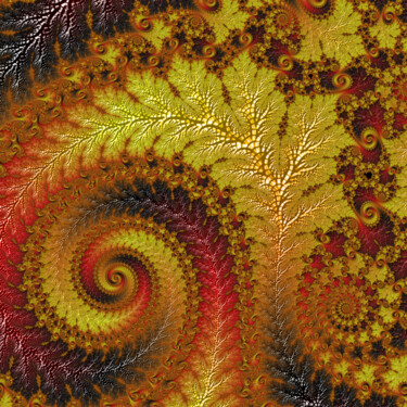 Digitale Kunst getiteld "Golden Autumn" door Fractal Art By Nitisara, Origineel Kunstwerk, 2D Digital Work