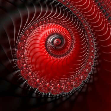 Digital Arts titled "Spiral 2 Red" by Fractal Art By Nitisara, Original Artwork, 2D Digital Work