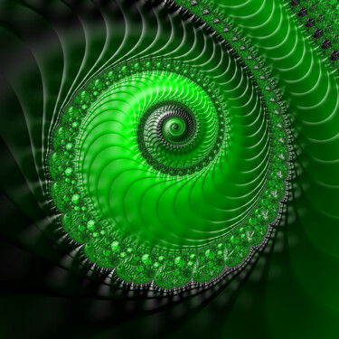 Digital Arts titled "Spiral 2 Light Green" by Fractal Art By Nitisara, Original Artwork, 2D Digital Work