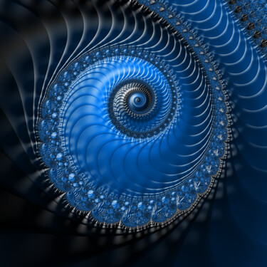 Digital Arts titled "Spiral 2 Light Blue" by Fractal Art By Nitisara, Original Artwork, 2D Digital Work