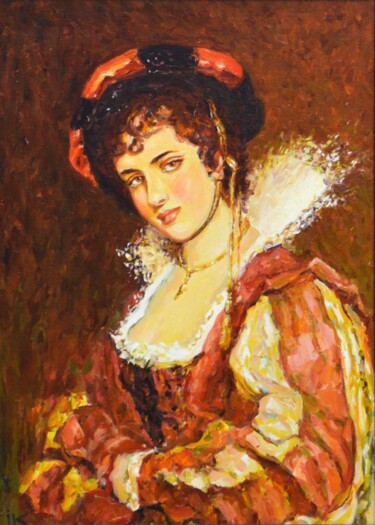Malarstwo zatytułowany „Портрет незнакомки” autorstwa Fragonard, Oryginalna praca, Olej Zamontowany na Drewniana rama noszy