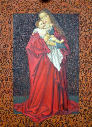 Pittura intitolato "Мадонна с младенцем" da Fragonard, Opera d'arte originale, Olio Montato su Telaio per barella in legno