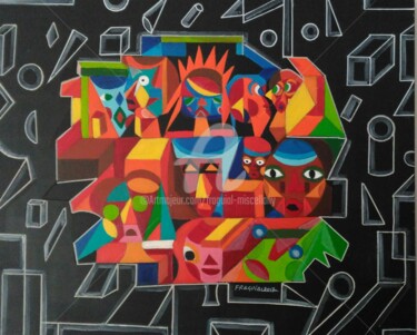 Painting titled "DIFFERENT BUT EQUAL" by Fraguial, Original Artwork, Acrylic Mounted on Wood Panel