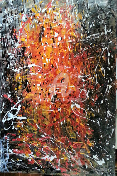Painting titled "FOGO" by Fraguial, Original Artwork, Acrylic