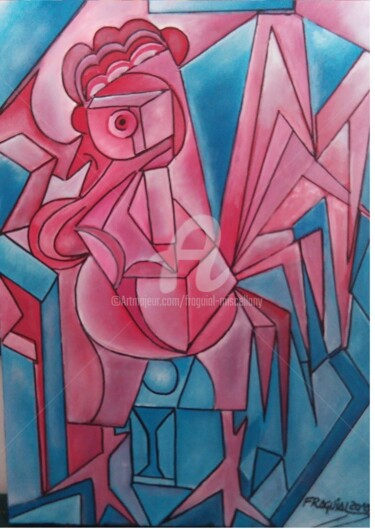 Painting titled "GALO FRANCÊS" by Fraguial, Original Artwork, Acrylic