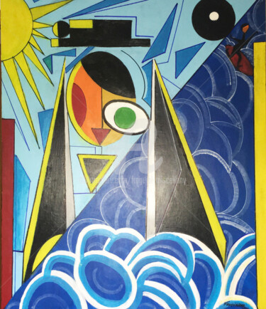 Pintura titulada "NAZARÉ SURF" por Fraguial, Obra de arte original, Acrílico Montado en Cartulina