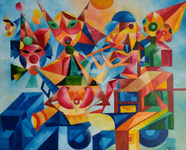 Schilderij getiteld "FESTIVALS  (FESTAS…" door Fraguial, Origineel Kunstwerk, Olie