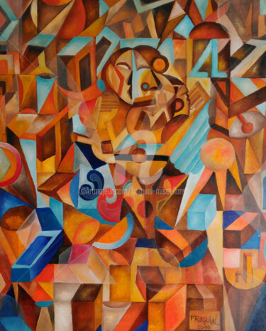 Peinture intitulée "DANCING WITH THE AN…" par Fraguial, Œuvre d'art originale, Huile