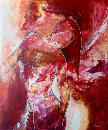 Peinture intitulée "Déesse couleur rubis" par Frall, Œuvre d'art originale, Acrylique Monté sur Châssis en bois