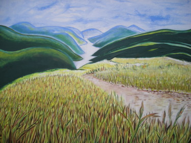 Malerei mit dem Titel "champ-au-nepal.jpg" von Fran Valette, Original-Kunstwerk, Öl