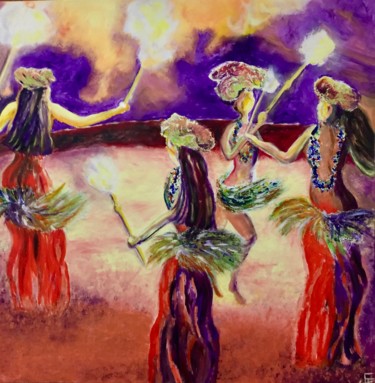 Painting titled "Danse du feu" by Francesca F., Original Artwork, Oil