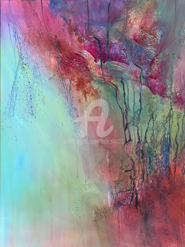Painting titled "Partage" by Françoise Dugourd-Caput, Original Artwork, Acrylic Mounted on Wood Stretcher frame