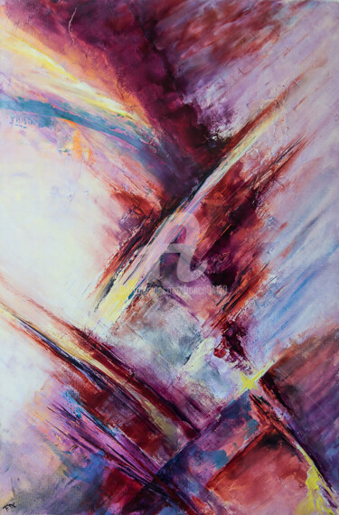 Painting titled "Turbulences" by Françoise Dugourd-Caput, Original Artwork, Oil Mounted on Wood Stretcher frame