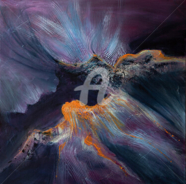 Painting titled "Le Condor" by Françoise Dugourd-Caput, Original Artwork, Oil Mounted on Wood Stretcher frame