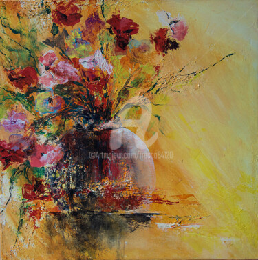 Painting titled "Bouquet" by Françoise Dugourd-Caput, Original Artwork, Oil Mounted on Wood Stretcher frame