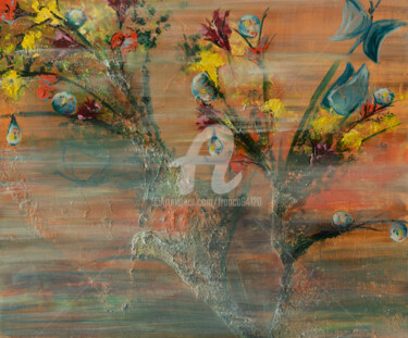 Malarstwo zatytułowany „Butterfly” autorstwa Françoise Dugourd-Caput, Oryginalna praca, Akryl Zamontowany na Drewniana rama…