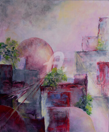 Painting titled "Babylonia" by Françoise Dugourd-Caput, Original Artwork, Oil Mounted on Wood Stretcher frame