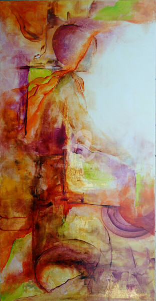 Painting titled "Attente" by Françoise Dugourd-Caput, Original Artwork, Oil Mounted on Wood Stretcher frame