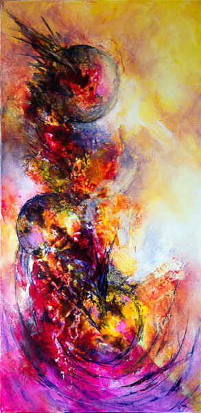 Painting titled "Flamenco" by Françoise Dugourd-Caput, Original Artwork, Oil Mounted on Wood Stretcher frame