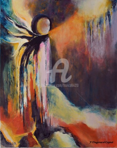 Painting titled "Ancrage" by Françoise Dugourd-Caput, Original Artwork, Oil Mounted on Wood Stretcher frame
