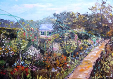 Malerei mit dem Titel "Jardin de Claude Mo…" von France-Anne Thiebaut, Original-Kunstwerk, Öl